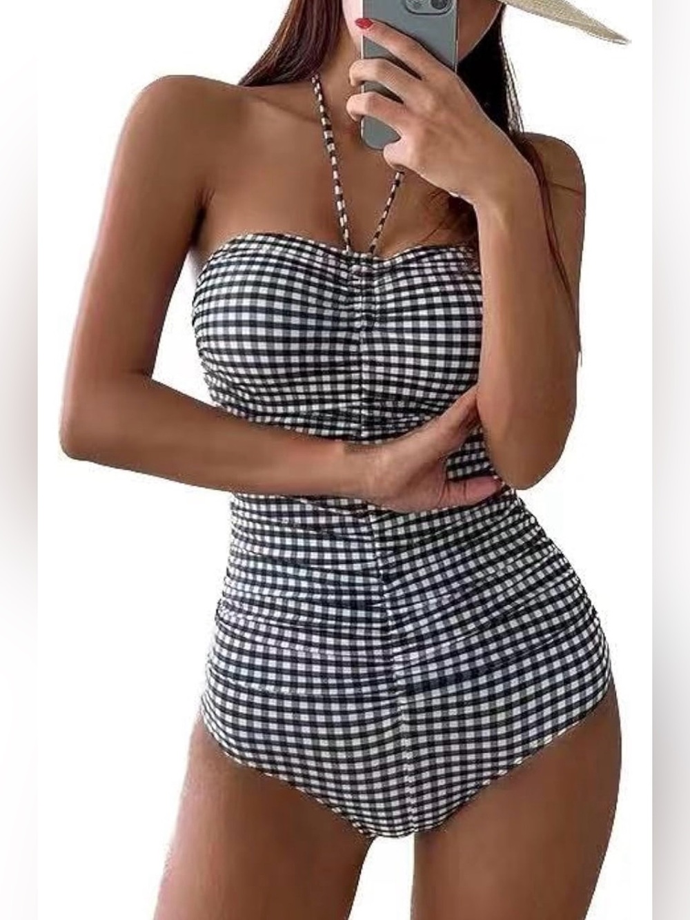 Black & White Gingham style One-Piece Swimsuit